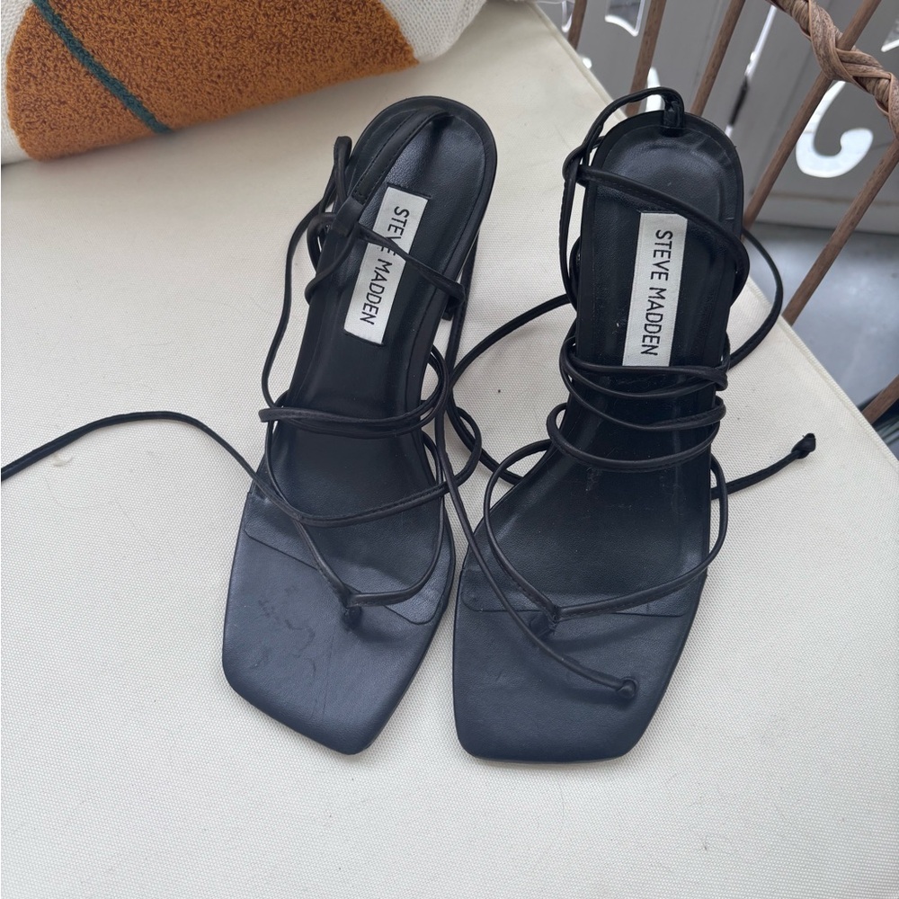 Steve Madden Black Lace-Up Heels